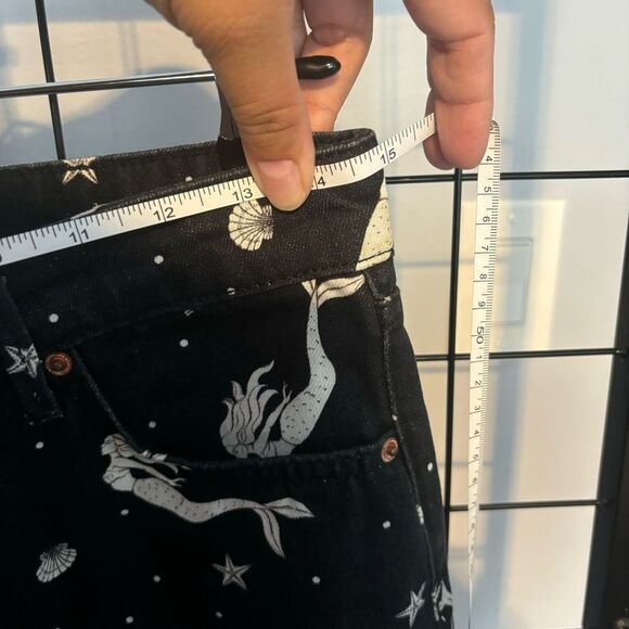 Zara The Trevor full length Off the Seas Black Jeans with White Mermaid Print - Picture 8 of 9